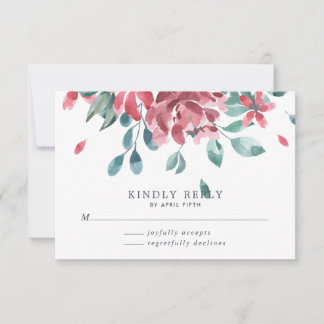 Watercolor Foliage Wedding RSVP Card