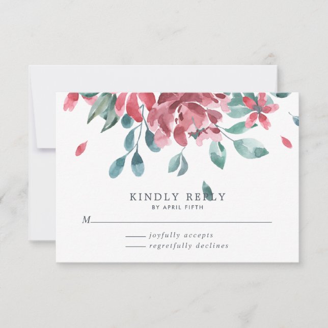 Watercolor Foliage Wedding RSVP Card (Front)