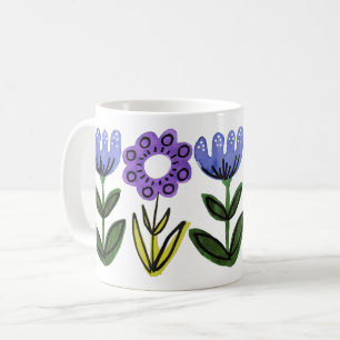 Watercolor Folk Art Flower Print Mug
