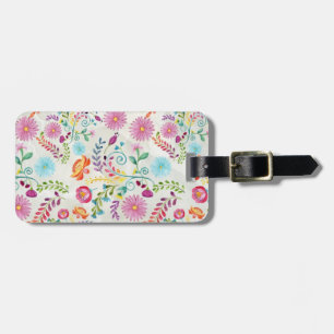 Watercolor Folk Flowers - Customisable Luggage Tag