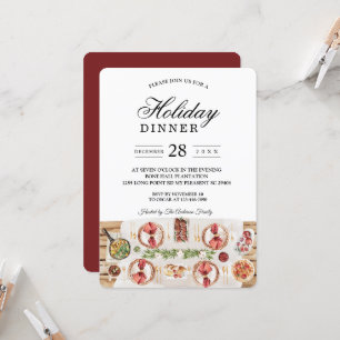 Watercolor Food Table   Holiday Dinner Invitation