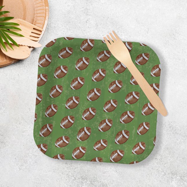 Watercolor Football Boy Birthday Party Paper Plate (Creator Uploaded)