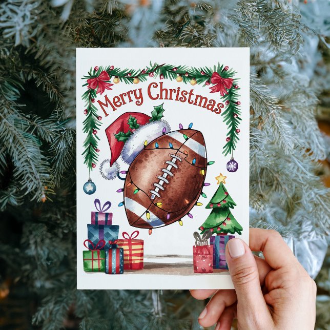 Watercolor Football Christmas Card (Watercolor Football Christmas Card)