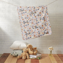 Watercolor football design for boys baby blanket