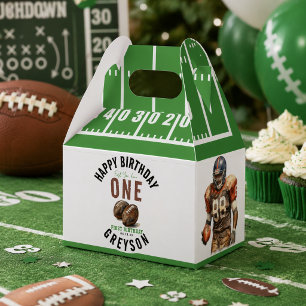 Watercolor Football First Year Down   1st Birthday Favour Box