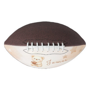 Watercolor Football Teddy Bear Baby Shower American Football
