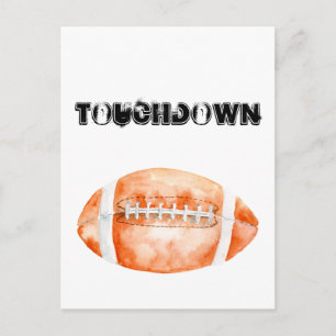 Watercolor Football "touchdown" Postcard