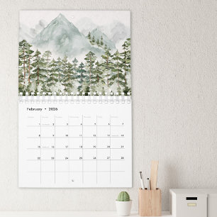 Watercolor Forest and Flower 2026 Calendar