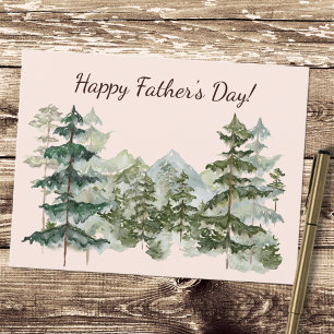 Watercolor Forest and mountain Rustic Fathers Day Postcard