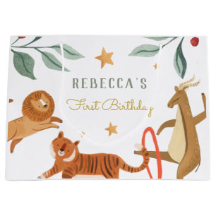 Watercolor Forest animal  birthday Large Gift Bag