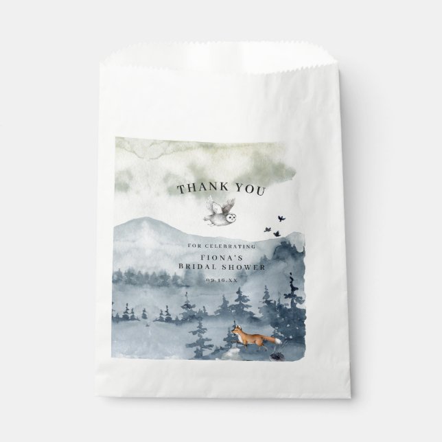 Watercolor Forest Animals Bridal Shower Favour Bags (Front)