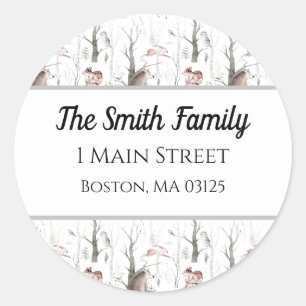 Watercolor Forest Animals Classic Round Sticker