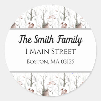 Watercolor Forest Animals Classic Round Sticker
