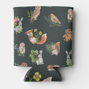 Watercolor Forest Animals: Cute Seamless Can Cooler