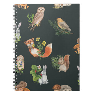 Watercolor Forest Animals: Cute Seamless Notebook
