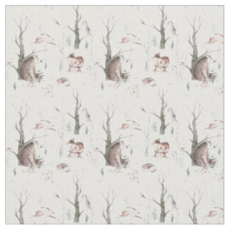 Watercolor Forest Animals Fabric