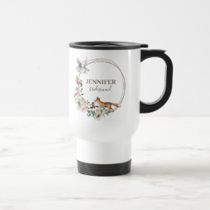 Watercolor Forest Animals Floral Bridesmaid Name Travel Mug