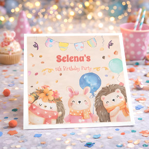 Watercolor forest animals kids Birthday Napkin