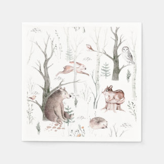 Watercolor Forest Animals Napkin