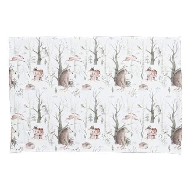 Watercolor Forest Animals Pillowcase (Front)