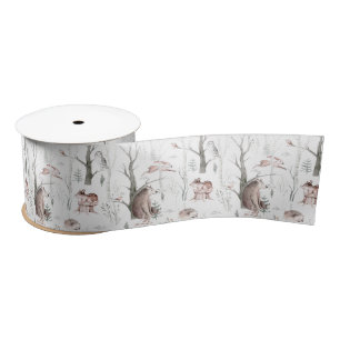 Watercolor Forest Animals Satin Ribbon