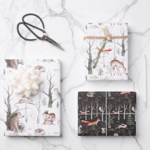 Watercolor Forest Animals Wrapping Paper Sheet