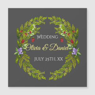 Watercolor forest berries and mushrooms wedding wr