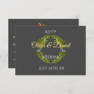 Watercolor forest berries and mushrooms wedding wr enclosure card