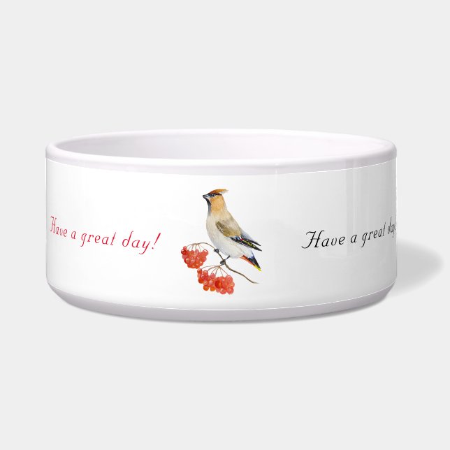 Watercolor forest bird waxwing (Front)