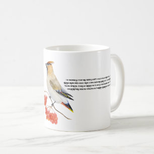 Watercolor forest bird waxwing coffee mug
