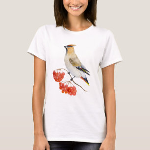 Watercolor forest bird waxwing T-Shirt