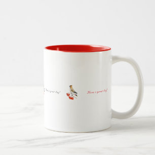 Watercolor forest bird waxwing Two-Tone coffee mug