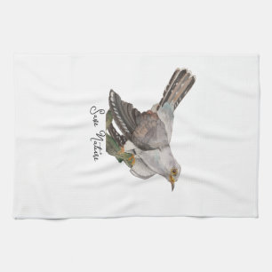 Watercolor forest birds tea towel