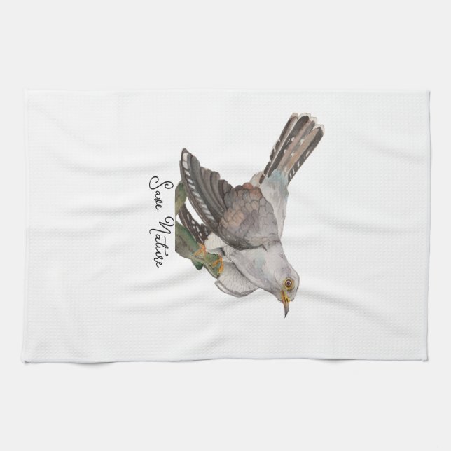 Watercolor forest birds tea towel (Horizontal)