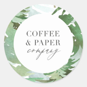 Watercolor forest christmas classic round sticker