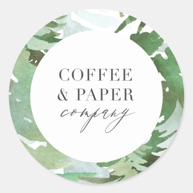 Watercolor forest christmas classic round sticker (Front)