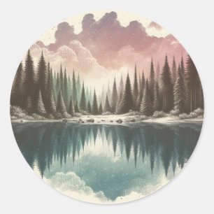 Watercolor Forest Classic Round Sticker