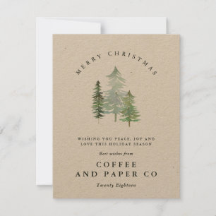 Watercolor forest corporate Christmas Holiday Card