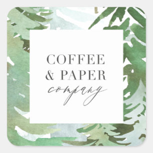 Watercolor forest corporate Christmas Square Sticker