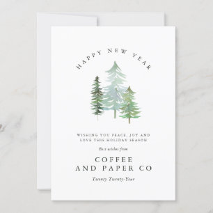 Watercolor forest corporate new year card