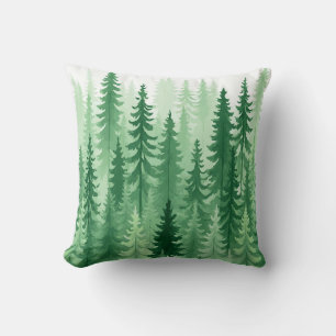 Watercolor Forest Design – Green Trees and Nature Cushion
