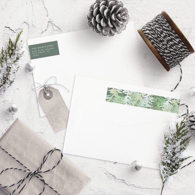 Watercolor forest elegant minimal family wrap around label (Creator Uploaded)