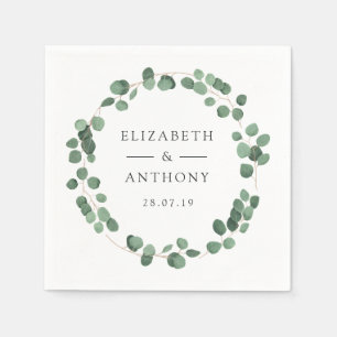 Watercolor Forest Eucalyptus Greenery Wedding Napkin
