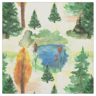 Watercolor forest fabric