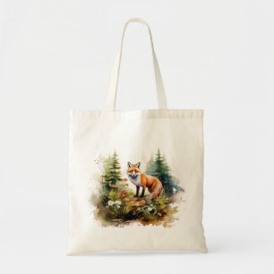 Watercolor Forest Fox Tote Bag