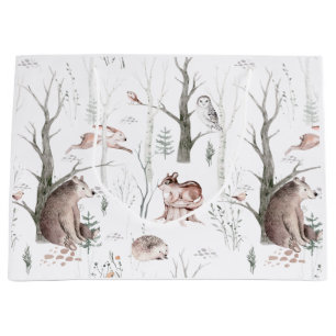 Watercolor Forest Friends Baby Shower Large Gift Bag