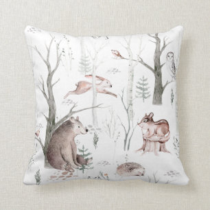 Watercolor Forest Friends Cushion