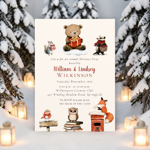 Watercolor Forest Friends Holiday Invitation