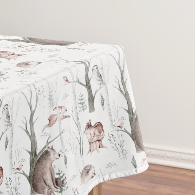 Watercolor Forest Friends Tablecloth (In Situ)