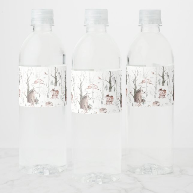 Watercolor Forest Friends Water Bottle Label (Bottles)